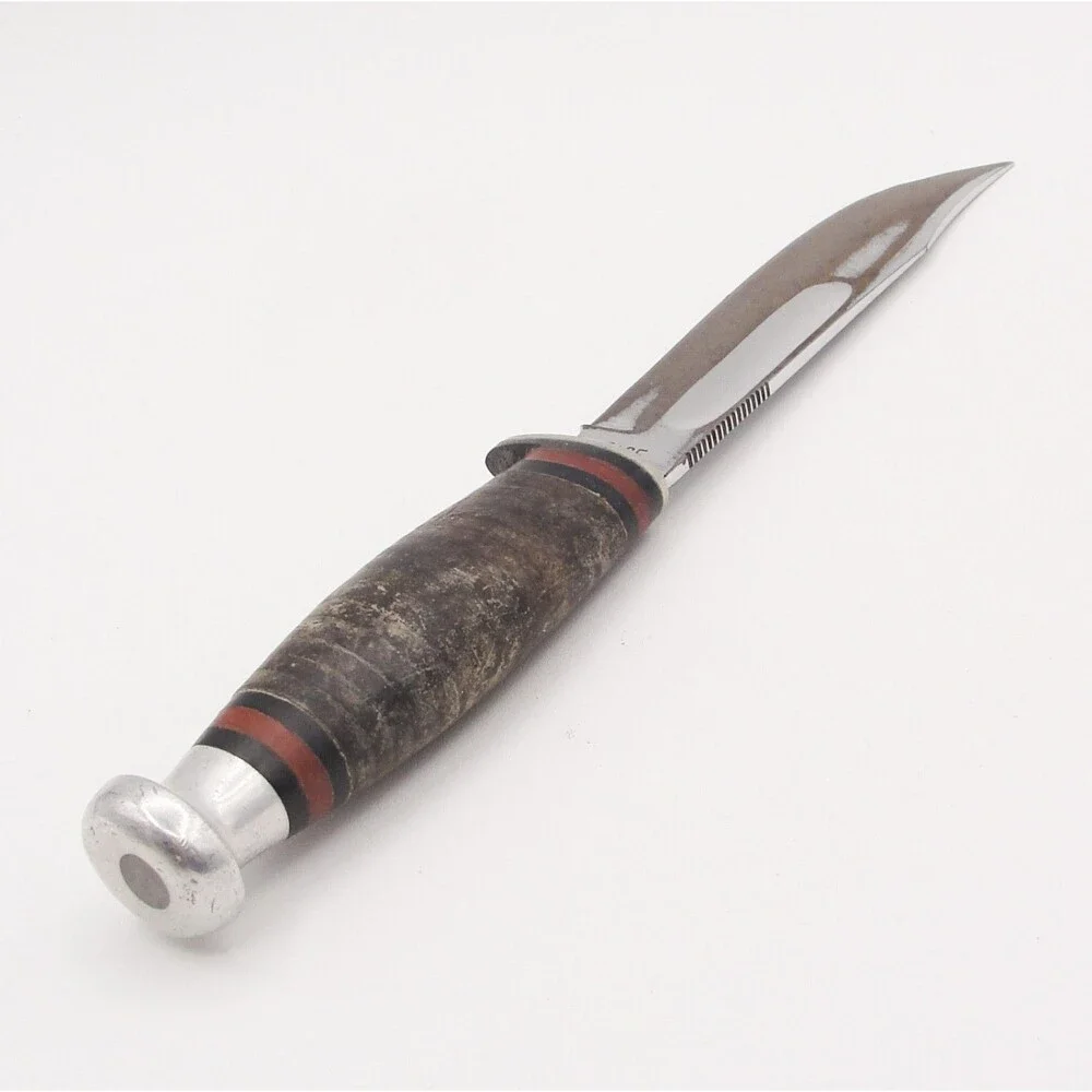 Vintage CASE Fixed Blade Hunting Knife Stacked Leather Handle 1940-1965 Era 8